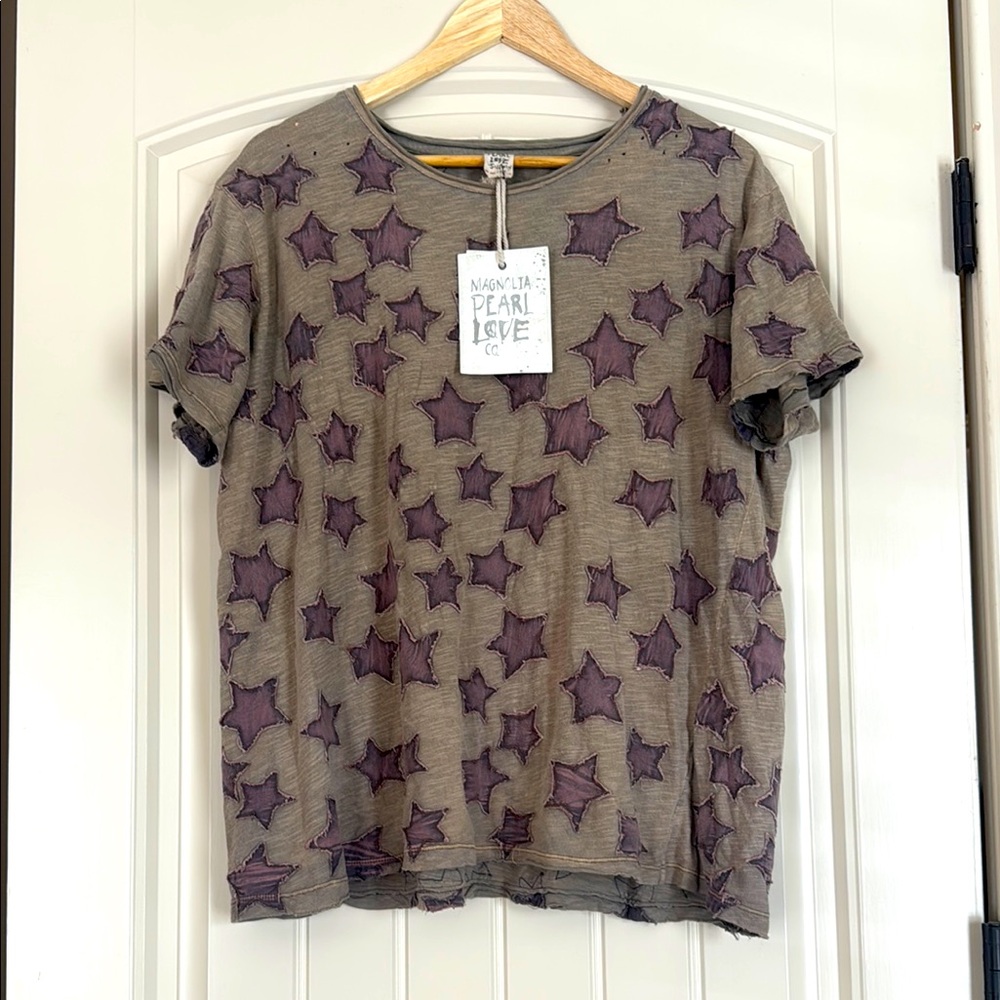 Magnolia Pearl Cotton Jersey Little Star Appliqué T